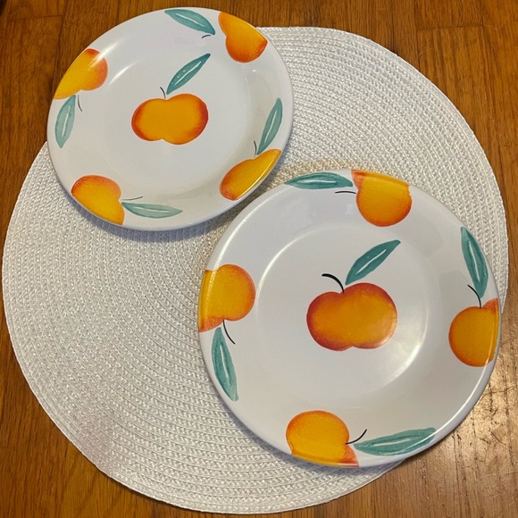 Pier 1 Italian Handpainted Peach Dinner Plates - Picture 2 of 4
